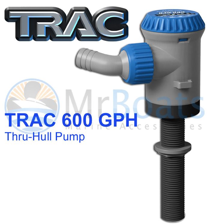 TRAC 600 GPH Thru Hull Pump Livewell Live Bait Tank Aerator Submersible